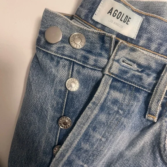 Agolde Mid Rise Light Blue Jeans - Picture 2 of 6